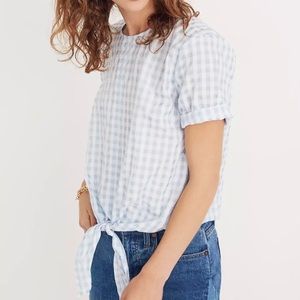 Madewell Button-Back Tie Tee in Gingham Check size Small
